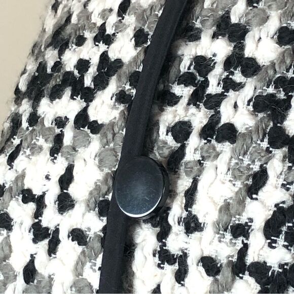 Michael Boris Check Coat Cashmere & Wool in Black & White Houndstooth Mid Length - Picture 7 of 9